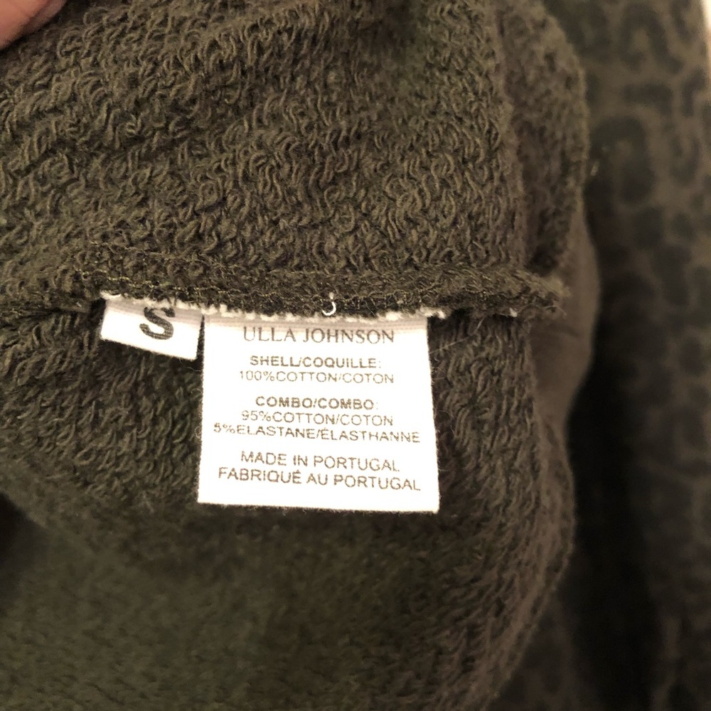 Ulla Johnson Lula Forest Green Leopard Pullover Sweatshirt - Picture 8 of 9